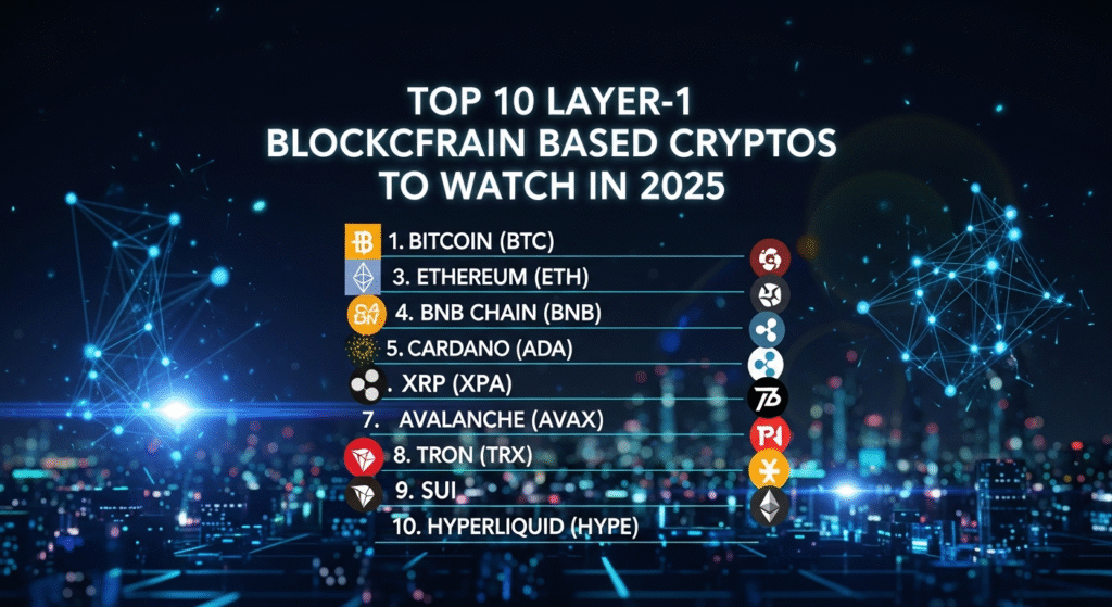 Top 10 Layer-1 Blockchain Based Cryptos to Watch in 2025